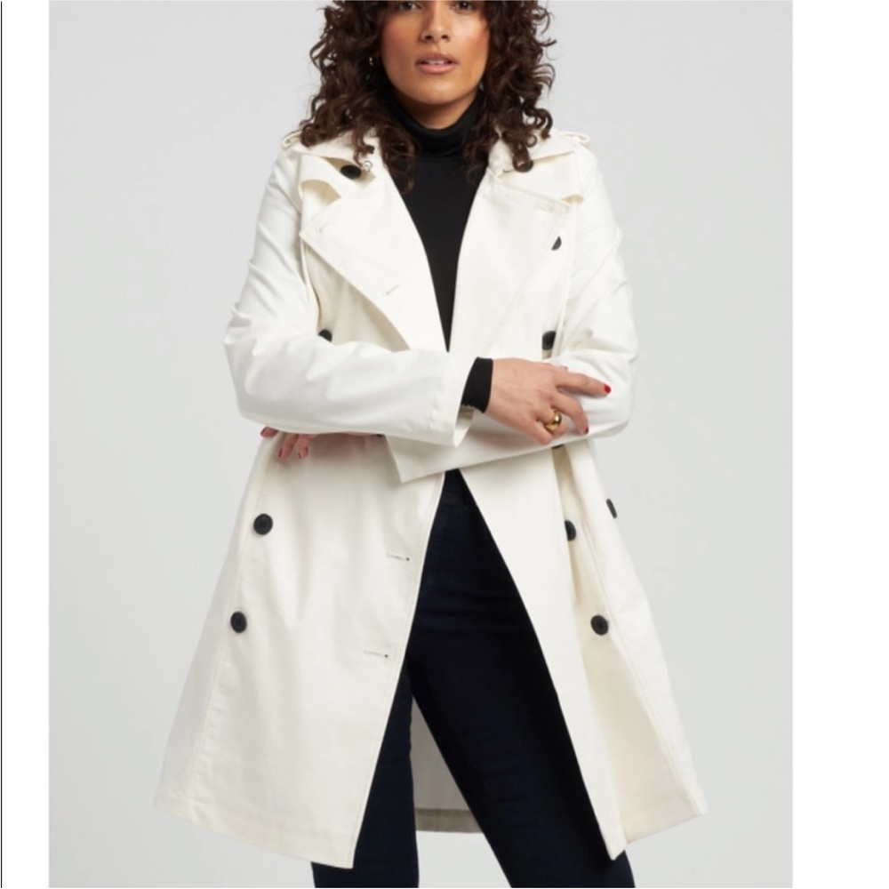 Universal Standard White Double-Breasted Trench Coat